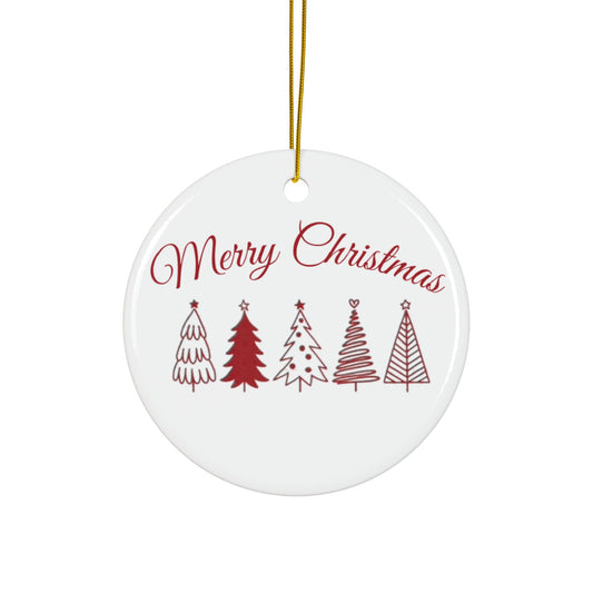 Red Christmas Trees, Double-Sided, Christmas Ornament