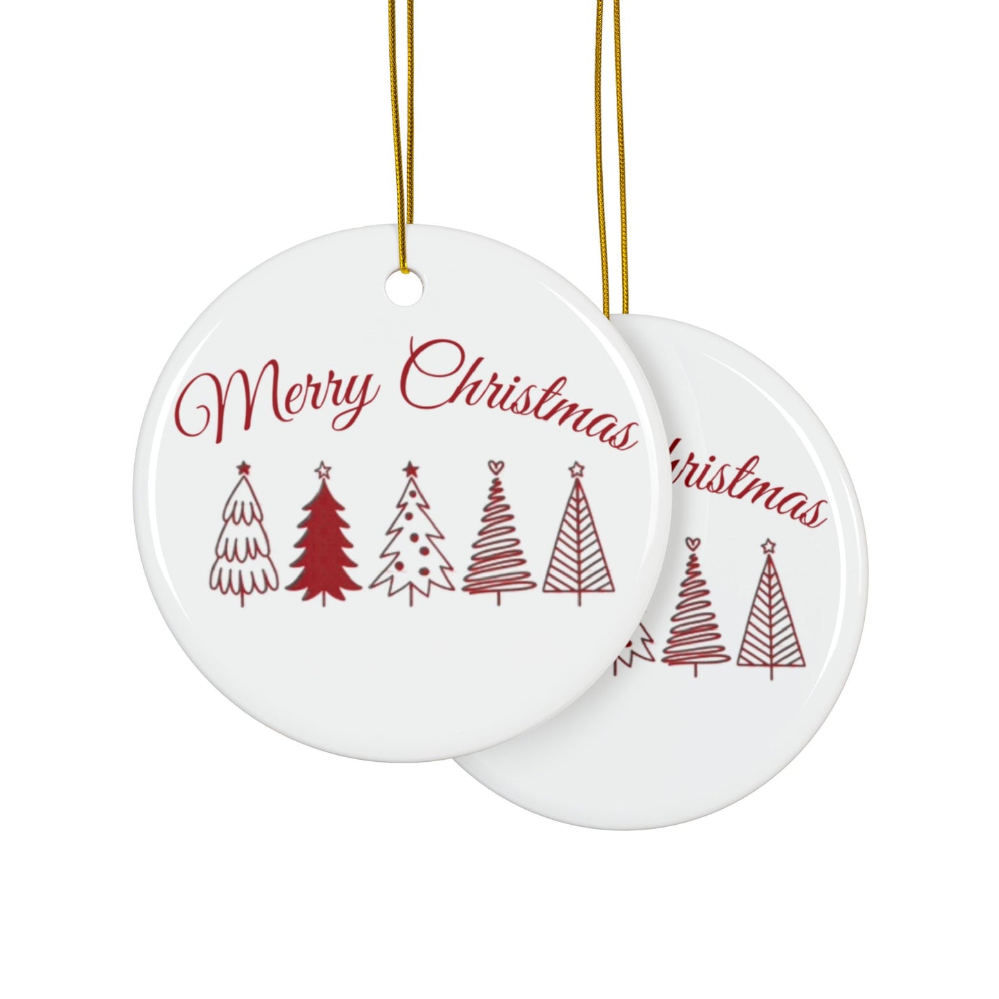 Red Christmas Trees, Double-Sided, Christmas Ornament