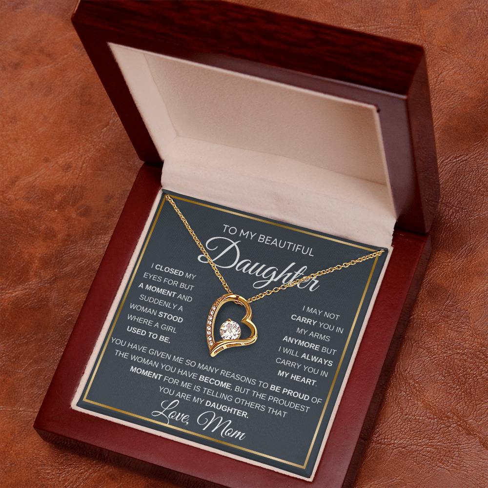 To My Daughter Love Mom Forever Love Necklace