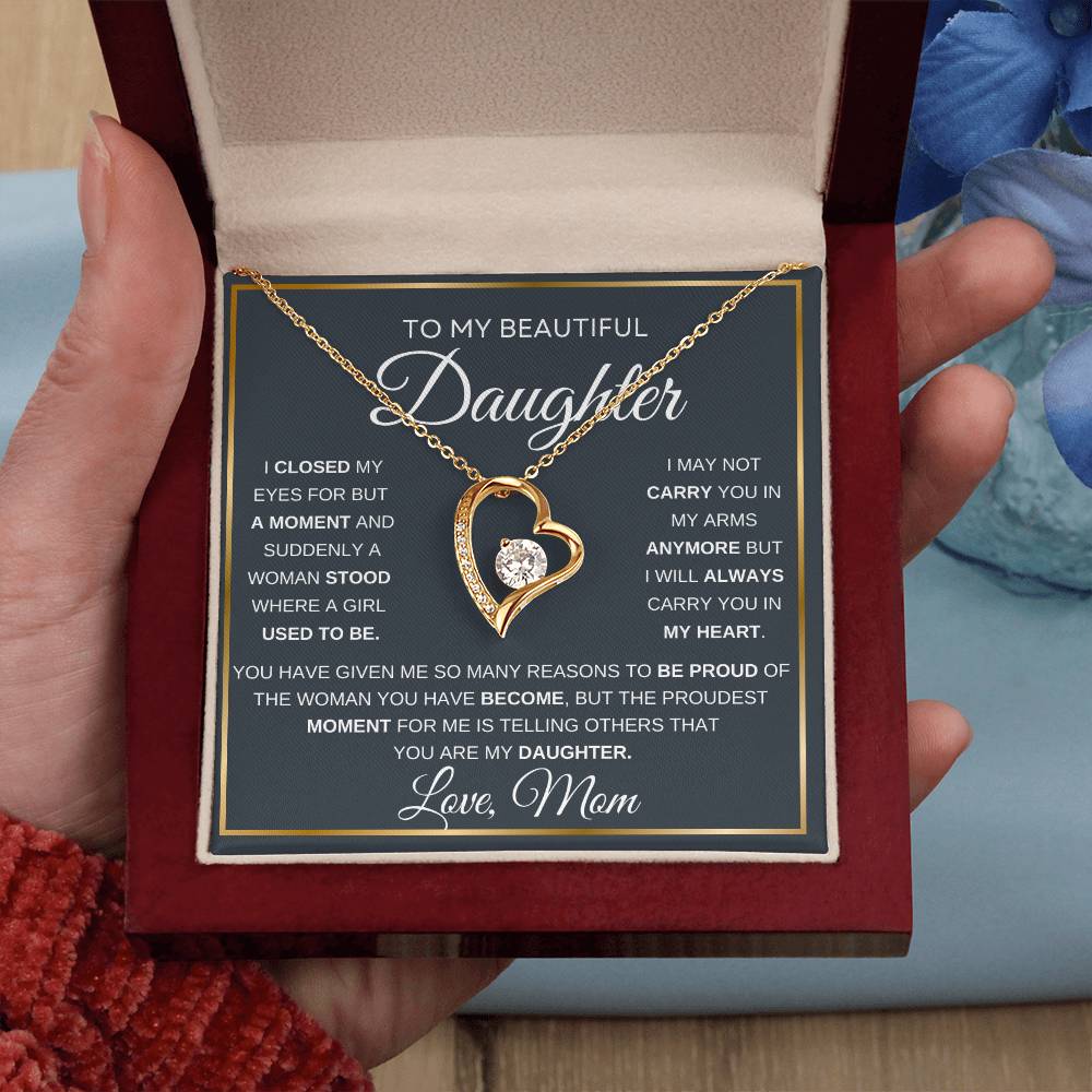 To My Daughter Love Mom Forever Love Necklace
