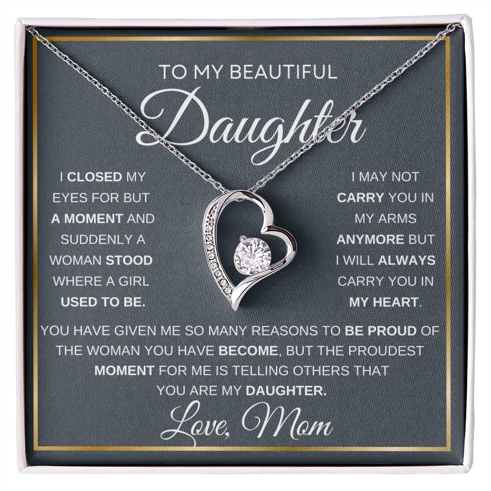 To My Daughter Love Mom Forever Love Necklace