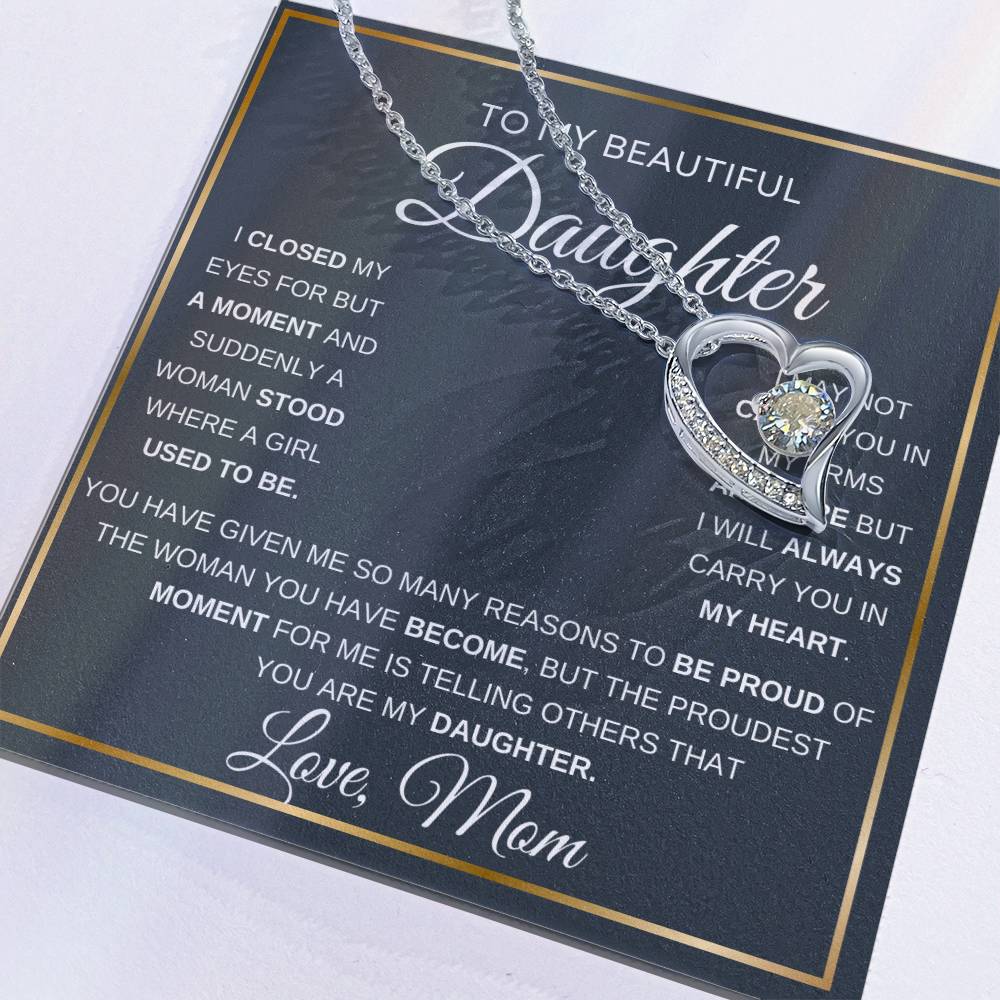 To My Daughter Love Mom Forever Love Necklace