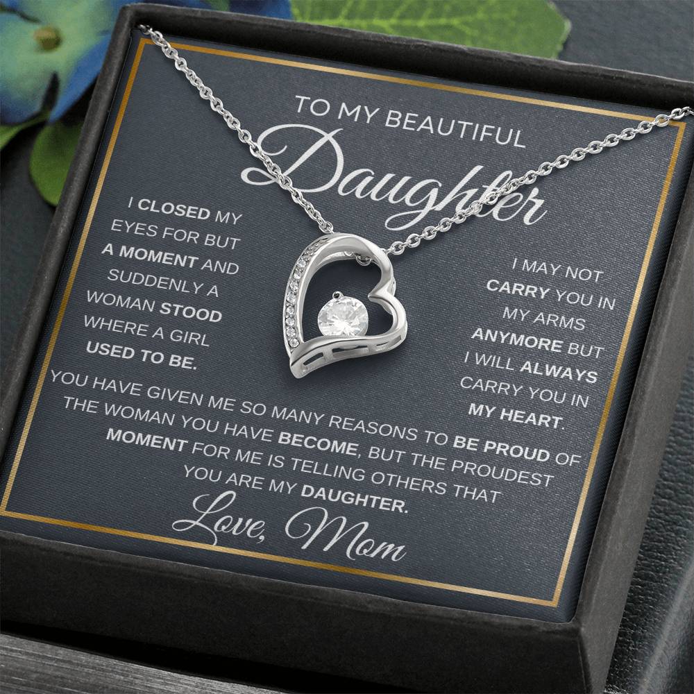 To My Daughter Love Mom Forever Love Necklace