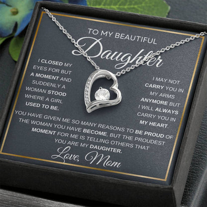 To My Daughter Love Mom Forever Love Necklace