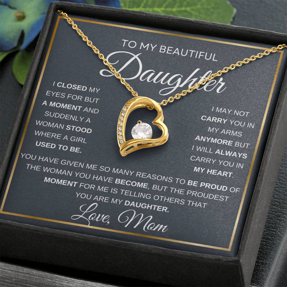 To My Daughter Love Mom Forever Love Necklace